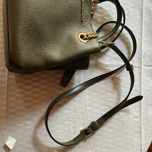 Michael Kors Teagan Sm Crossbody Satchel Duffle Green Purse Pebbled Leat… - Picture 6 of 7